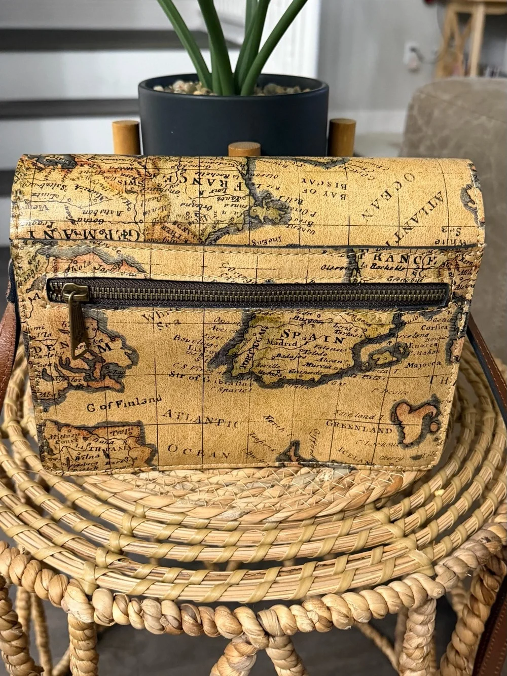 Patricia Nash P141414X European Map Print Leather Crossbody